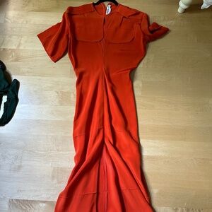 Victoria Beckham Orange Midi Dress